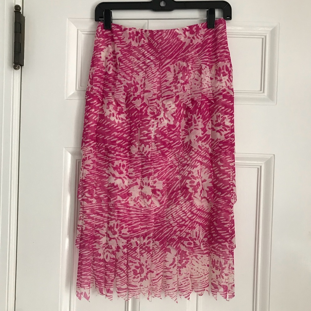Vintage Pink Fringe Midi Skirt